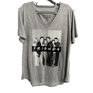 FRIENDS tv show womens XL v-neck grey soft t shirt cotton